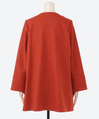 底値　限りなく未使用　ウール80　赤色　Lコート　プロフで全品見てね♪ ☆ウール調フエルト配色コート（クローバー） | noa-ge(Women/大きい