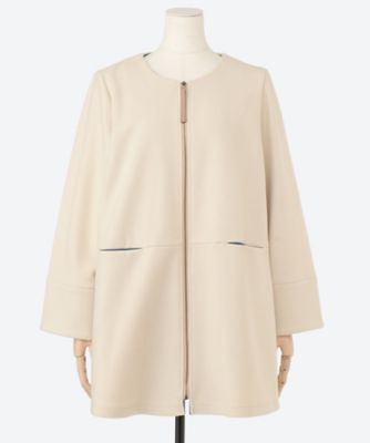 【SALE】noa-ge(Women/大きいサイズ)/ノアジェ ウール調フエルト配色コート(クローバー) シロ コート・ジャケット【三越伊勢丹/公式】