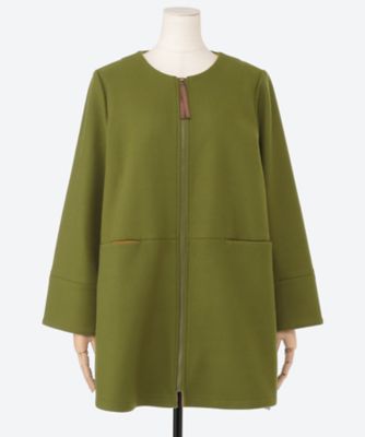 【SALE】noa-ge(Women/大きいサイズ)/ノアジェ ウール調フエルト配色コート(クローバー) カーキ コート・ジャケット【三越伊勢丹/公式】