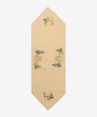 ＜French Country＞★刺繍テーブルランナー　「森のクリスマス」