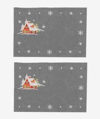 French Country/フレンチカントリー 刺繍ランチョンマット2枚セット 「クリスマスのメゾン」 テーブルウェア【三越伊勢丹/公式】