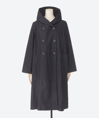 【SALE】INDIGO(Women/大きいサイズ)/インディゴ フェイクフードダブルコート(クローバー) ネービーブルー コート・ジャケット【三越伊勢丹/公式】