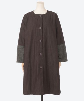 【SALE】INDIGO(Women/大きいサイズ)/インディゴ 中わたバイカラーコート(クローバー) クロ コート・ジャケット【三越伊勢丹/公式】