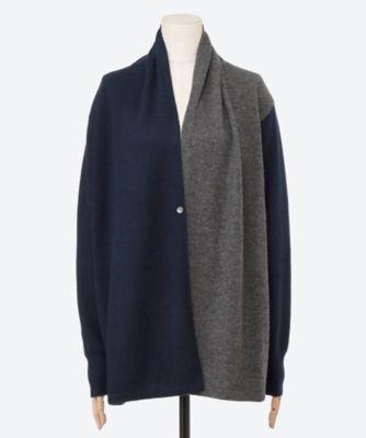 新品　メイメイ　meimei カーディガン　カシミヤ　バイカラー　M L 紺 新品 メイメイ meimei カーディガン カシミヤ バイカラー M L 紺