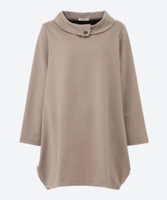 ＜QUINTY (Women/大きいサイズ)＞★ロールカラーコクーンチュニックドレス（クローバー）