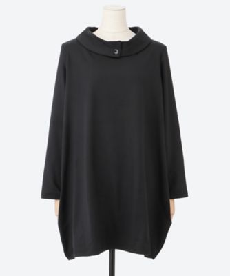 【SALE】QUINTY (Women/大きいサイズ)/クインティ ロールカラーコクーンチュニックドレス(クローバー) ブラック ワンピース・ドレス【三越伊勢丹/公式】