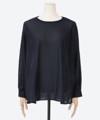 【SALE】QUINTY (Women/大きいサイズ)/クインティ ダブルラッセルエアリーブラウス(クローバー) ネイビー トップス【三越伊勢丹/公式】