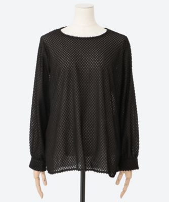 【SALE】QUINTY (Women/大きいサイズ)/クインティ ダブルラッセルエアリーブラウス(クローバー) ブラック トップス【三越伊勢丹/公式】