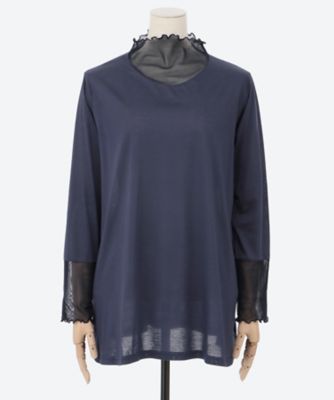 【SALE】QUINTY (Women/大きいサイズ)/クインティ パワーネット使いカットソー(クローバー) ネイビー トップス【三越伊勢丹/公式】