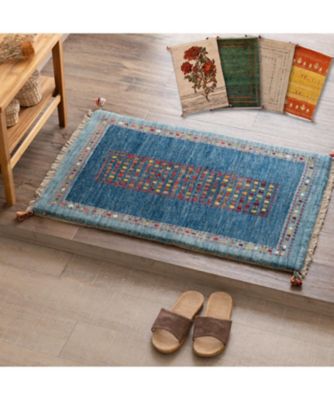 ★ペルシャ手織りリーズバフトギャッベ　玄関マットＭサイズ　７