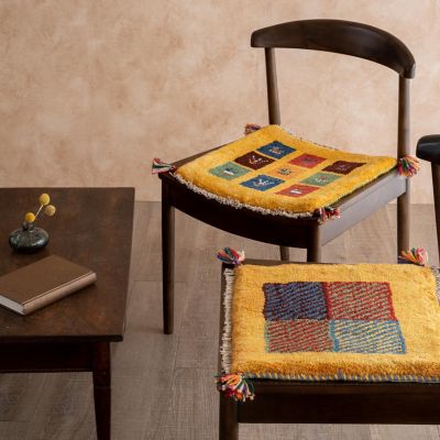 ☆ペルシャ絨毯 手織りギャッベ チェアサイズ2枚セット 14