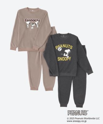 【SALE】三越伊勢丹オンラインストア 9505紳士スヌーピー裏起毛ルームウェア2点セット1 杢チャコール、コン、杢グレー、ブラウン 【三越伊勢丹/公式】