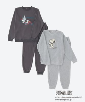 【SALE】三越伊勢丹オンラインストア 9506紳士スヌーピー裏起毛ルームウェア2点セット2 杢グレー、クロ、チャコール、オートミール 【三越伊勢丹/公式】