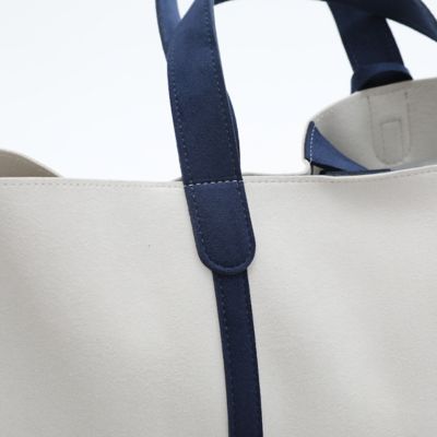 トートバッグS ホワイト×ネイビー | ESTIVANT (Women)/エスティバン