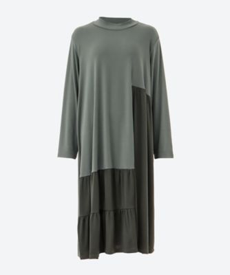 ＜QUINTY (Women/大きいサイズ)＞★異素材切替ワンピース（クローバー）