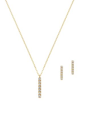 ９５２３【年明け届】Ｋ１８ＹＧダイヤモンドペンダント・ピアスセット