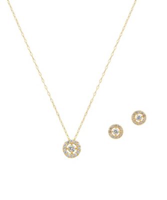 ９５２５【年明け届】Ｋ１８ＹＧダイヤモンドペンダント・ピアスセット