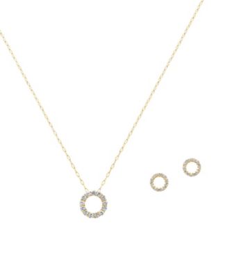 ９５２６【年明け届】Ｋ１８ＹＧダイヤモンドペンダント・ピアスセット