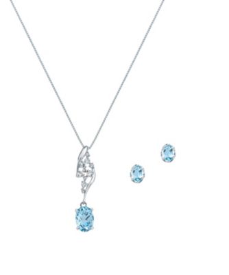 ９５３０【年明け届】Ｐｔアクアマリン・ダイヤモンドペンダント・ピアスセット