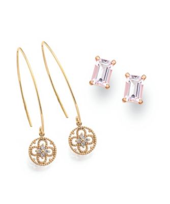 ９５４３【年明け届】Ｋ１８ＰＧダイヤモンドピアス・モルガナイトピアスセット