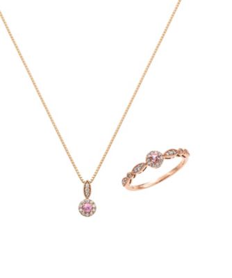 ９５４５【年明け届】Ｋ１８ＰＧパパラチャサファイア・ダイヤモンドペンダント・リングセット