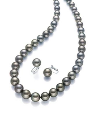 ９５４９【年明け届】黒蝶パールネックレス・イヤリングセット