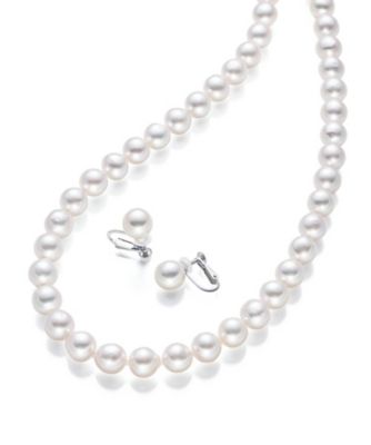 ９５５６【年明け届】ＳＶアコヤパールネックレス・イヤリングセット