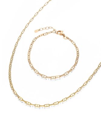 ９５５７【年明け届】Ｋ１８ＹＧネックレス・ブレスレットセット