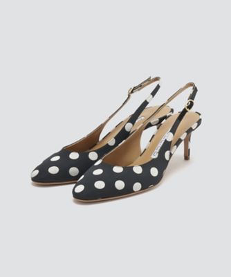 美品【PELLICO】バックル パンプス ドット柄 37 黒 白 NICLA バックスリングパンプス 6．0cm DOT