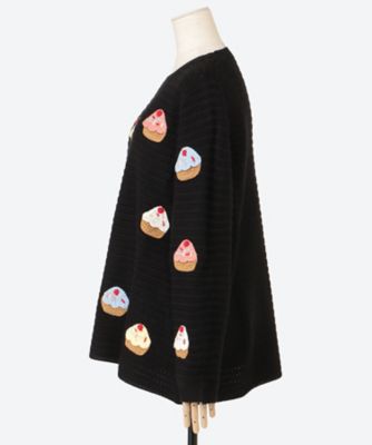 ターシャルビー（Tasha Ruby）/【大きいサイズレディース】ハンドメイドカップケーキ刺繍ニットセーター ☆ハンドメイドカップケーキ刺繍セーター | Tasharuby(Women/大きい