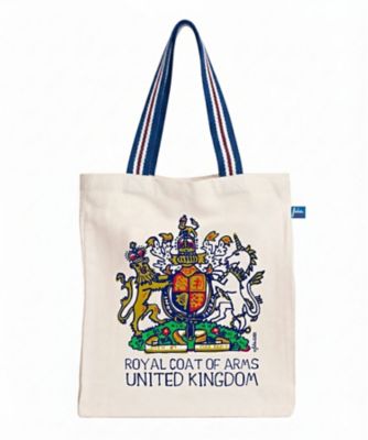 ＜Julia GASH＞★ショッピングバッグ（大）英国王室紋章柄　コットンストライプハンドル
