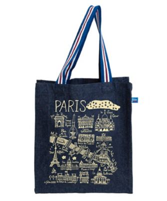 ＜Julia GASH＞★ショッピングバッグ（大）　Ｐａｒｉｓ　デニムストライプハンドル