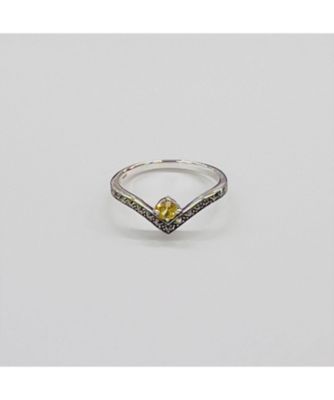 ＜esse＞★スターリングシルバー　イエローサファイア・マーカサイト　　Ｖシェイプリング