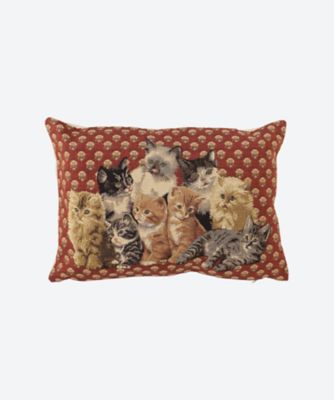 ＜French Country＞★ジャカード織り　いろいろなねこ柄クッション