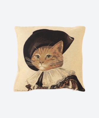 ＜French Country＞★ジャカード織り　ねこのダルタニアン柄クッションカバー