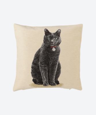 ＜French Country＞★ジャカード織り　ねこ柄クッションカバー