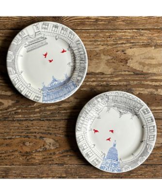 （新品未使用)ジアン「サ.セ・パリ」パリの風景デザート皿二枚22cm ☆サ・セ・パリ デザートプレートブルー2枚セット | GIEN/ジアン
