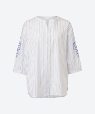 アル・ディ・ラ(Women/大きいサイズ)/アル・ディ・ラ ★袖刺繍ストライプブラウス（クローバー）