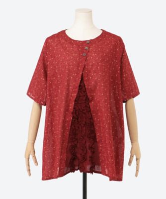 QUINTY (Women/大きいサイズ)/クインティ ★フリル使いボタニカルプリントブラウス　９９０８４