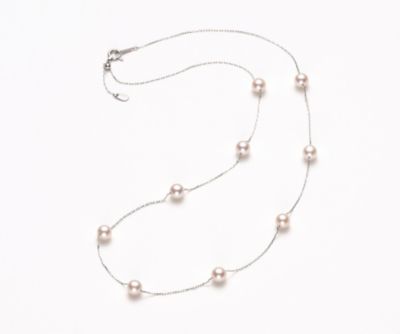 ★Ｐｔアコヤパールステーションネックレス