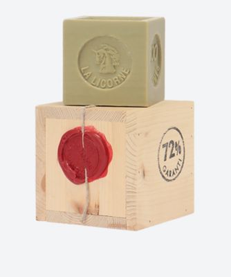 ＜LICORNE/リコーヌ＞★木箱入り　マルセイユ石けん（オリーブ・キューブ型）
