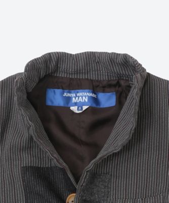 g*y様 ギャルソン ジュンヤ ジャケット ネイビー ストライプ XS 15SS ジャケット エステルストライプ 製品加工×多素材MIX WR―J005