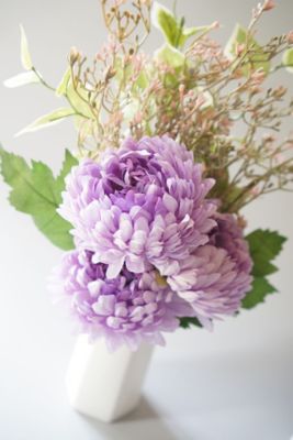 お墓用造花　ふんわりマム（薄紫・１対）