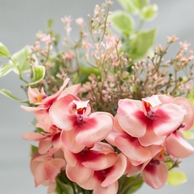 お墓用造花　蘭の花束（ピンク・Ｌサイズ・１対）