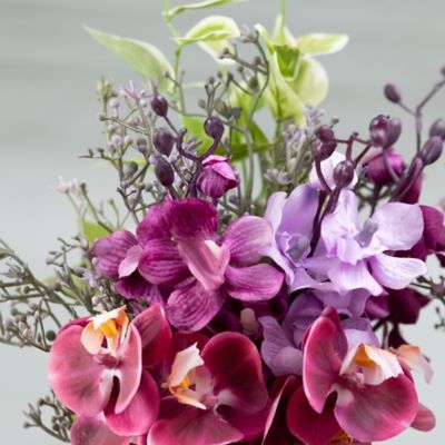 お墓用造花　蘭の花束（紫・Ｌサイズ・１対）