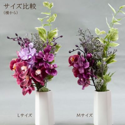 お墓用造花　蘭の花束（紫・Ｍサイズ・１対）