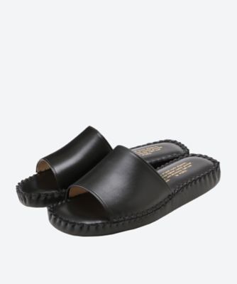 ＜FUNAMI＞＜ウィンクル＞　レザースリッパ（前開き）　ブラック