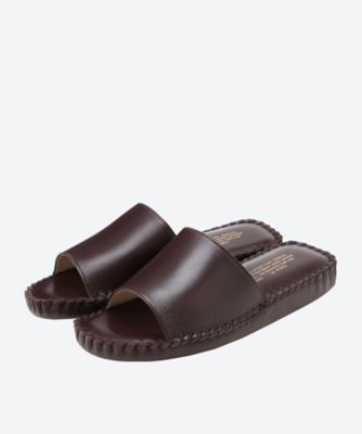 ＜FUNAMI＞＜ウィンクル＞　レザースリッパ（前開き）　ブラウン