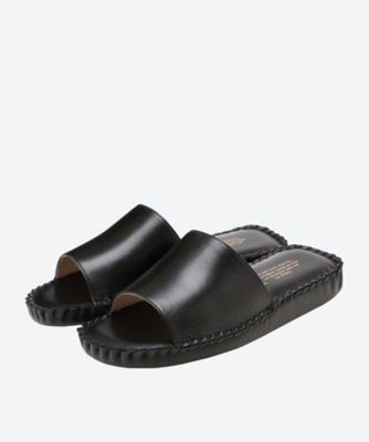 ＜FUNAMI＞＜ウィンクル＞　レザースリッパ（前開き）　ブラック