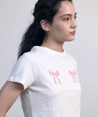 リボン　Tシャツ VIS(ビス) / シルケットリボンTシャツ (トップス / Tシャツ